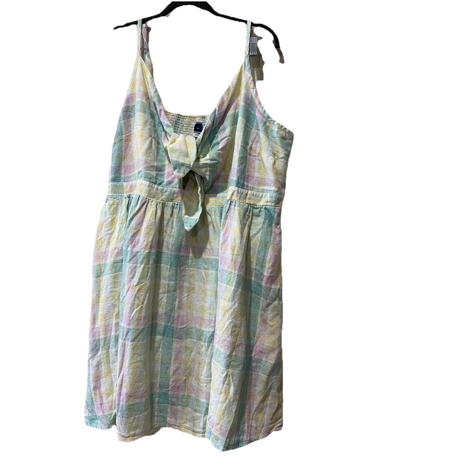 Old Navy Fit & Flare Tie-Front Smocked Linen Blend Mini Cami Dress White Size 3x